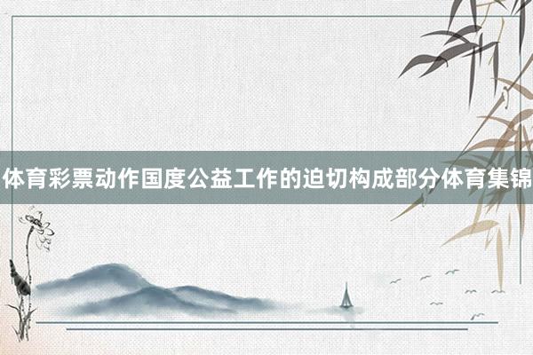 体育彩票动作国度公益工作的迫切构成部分体育集锦