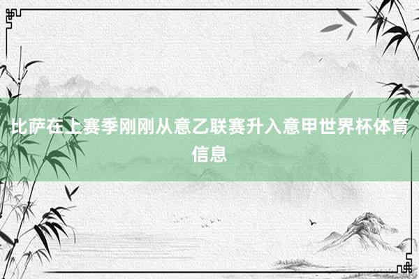 比萨在上赛季刚刚从意乙联赛升入意甲世界杯体育信息